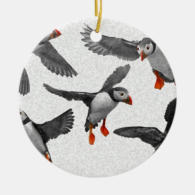 Jag älskar Puffins! Julgransprydnad Keramik (Framsidan)