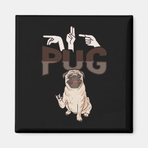 Jag älskar Pug Asl Handgest Deaf Hörselnedsättning Magnet