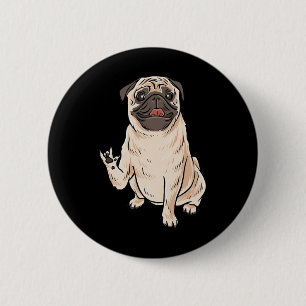 Jag älskar Pug Hund Asl Handgest Deaf Hörselnedsät Knapp