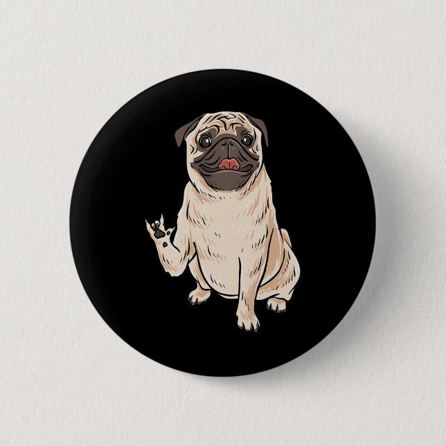 Jag älskar Pug Hund Asl Handgest Deaf Hörselnedsät Knapp (Framsida)