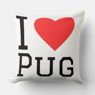 Jag älskar pug kudde