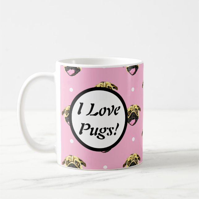 Jag älskar Pugs-mugg Kaffemugg (Vänster)