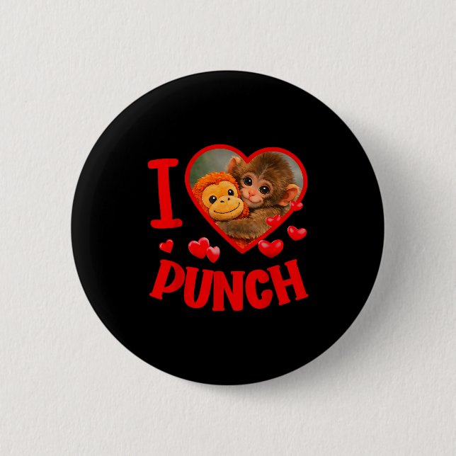 Jag älskar punch söt baby apa punch  knapp (Framsida)