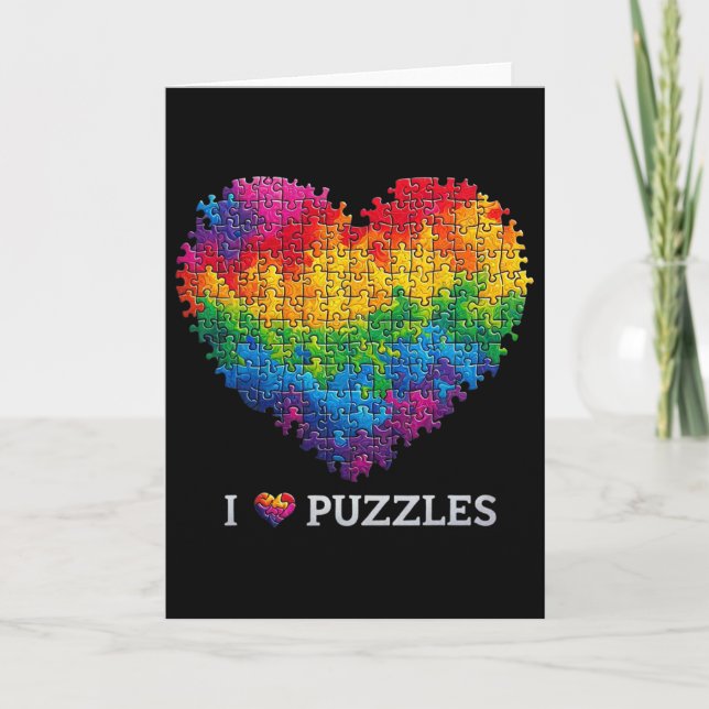 Jag älskar pussel Jigsaw-pussel Hjärta Regnbåge Fö Kort (Framsida)