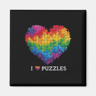 Jag älskar pussel Jigsaw-pussel Hjärta Regnbåge Fö Magnet