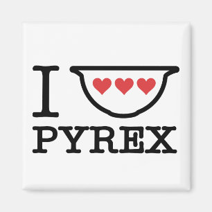 Jag älskar Pyrex - plastbunke med hjärtor Magnet