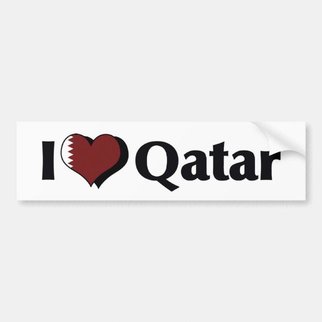 Jag älskar Qatarflaggan Bildekal (Framsidan)