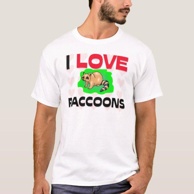 Jag älskar Raccoons T Shirt (Framsida)