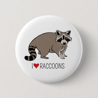 Jag älskar Raccoons - tecknadRaccoon Knapp