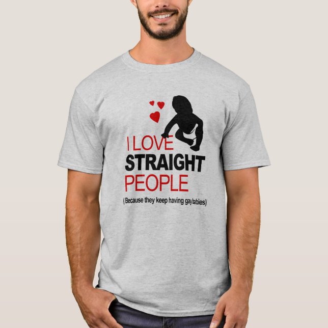 Jag älskar rakt folk t-shirt (Framsida)