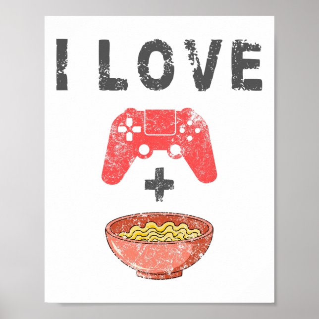 Jag älskar Ramen och spelande rolig retro nudlar s Poster (Framsidan)