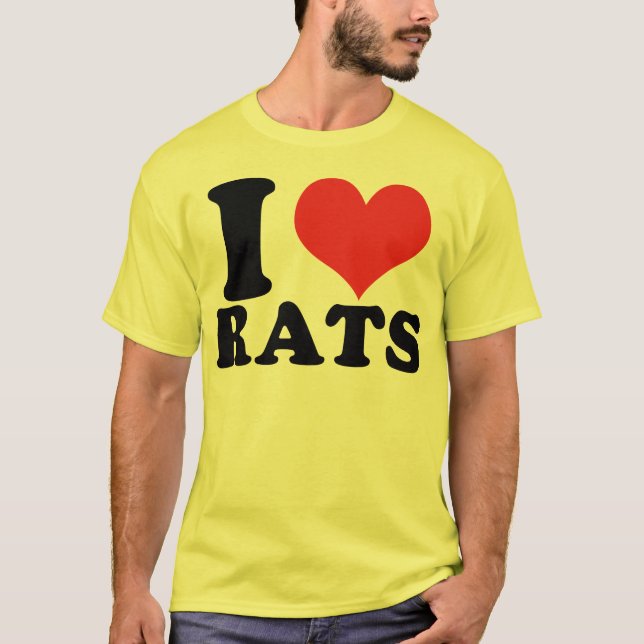 Jag älskar Råttor Basic Tee Shirt (Framsida)