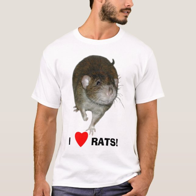 Jag älskar råttor! tee shirt (Framsida)