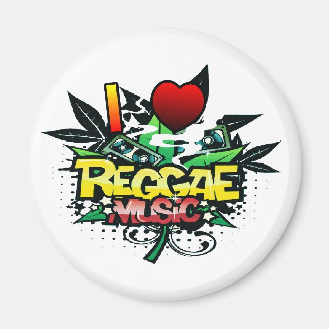 Jag älskar Reggae Music Magnet (Framsidan)