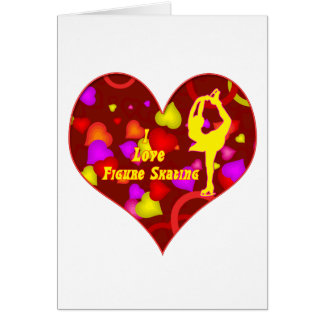 Jag älskar Retro designhjärta för konståkningen Hälsningskort