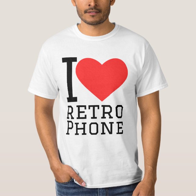 Jag älskar retro-telefon t shirt (Framsida)