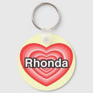 Jag älskar Rhonda. Jag älskar dig Rhonda. Hjärt Nyckelring