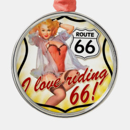 Jag älskar Ridding av rutt 66 klämmer fast upp Julgransprydnad Metall