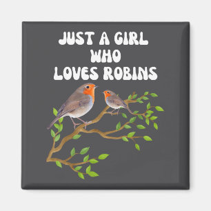 Jag älskar Robins Fågelälskare Färgrik Present Magnet