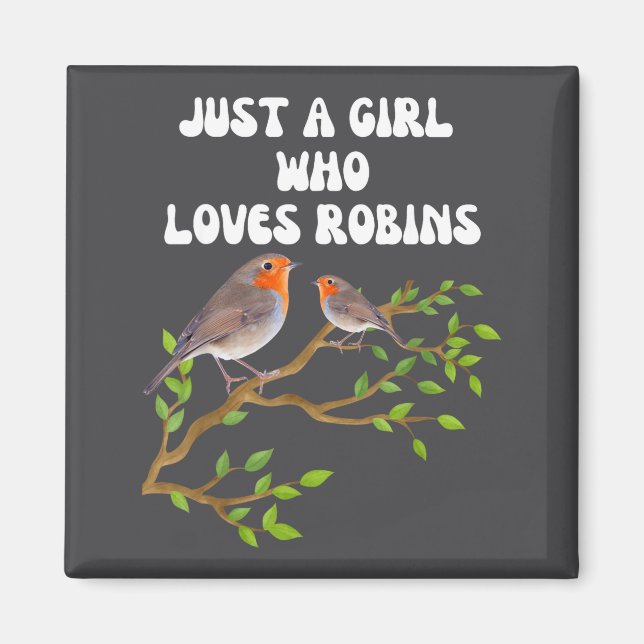 Jag älskar Robins Fågelälskare Färgrik Present  Magnet (Framsidan)