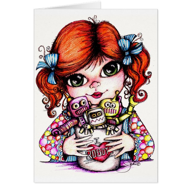 Jag älskar robotar hälsningskort (Framsidan)