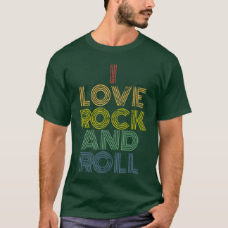 Jag älskar Rock and Roll Distressed Rainbow 70s te T Shirt