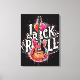 Jag älskar Rock N Roll Elgitarr-målning Canvastryck
