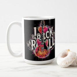 Jag älskar Rock N Roll Elgitarr-målning Kaffemugg