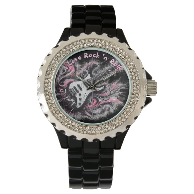 Jag älskar Rock N Roll Elgitarr Personlig Armbandsur (Framsida)