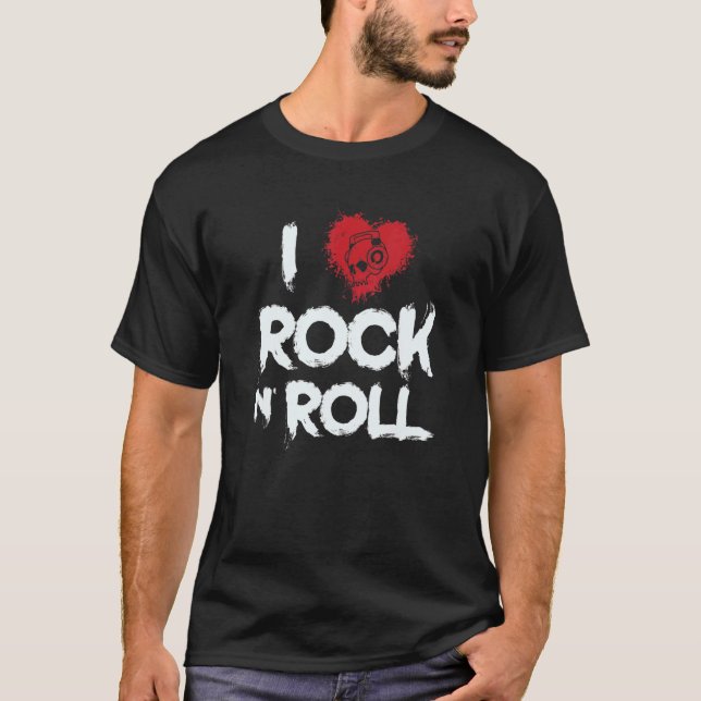 Jag älskar Rock n Roll Musik Genre Gitarr T Shirt (Framsida)