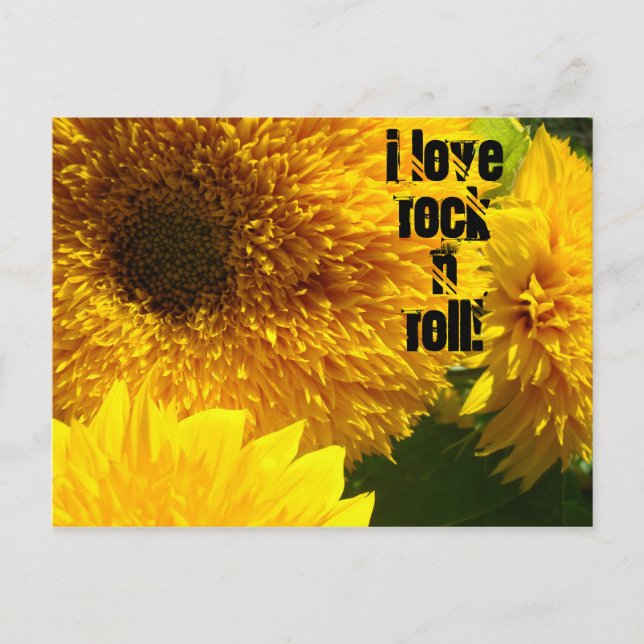 Jag älskar Rock n Roll vykort Sunflower Bright (Framsida)