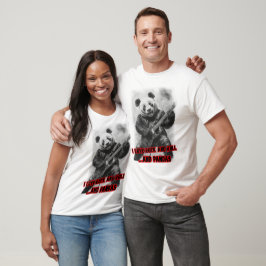 Jag älskar rock och rull och pandas på en svart t shirt