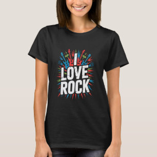 Jag älskar rockmusik gitarrer mikrofoner t shirt