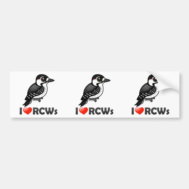 Jag älskar Röda-cockaded hackspetter Bildekal (Framsidan)