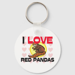 Jag älskar röda Pandas Nyckelring
