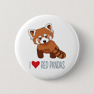Jag älskar röda Pandas - röd Panda för tecknad Knapp