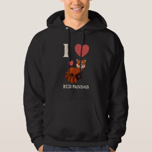 Jag älskar röda pandor för en bambusträdssort hoodie