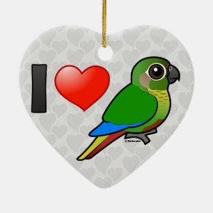 Jag älskar Rödbrun-buktade Conures Julgransprydnad Keramik