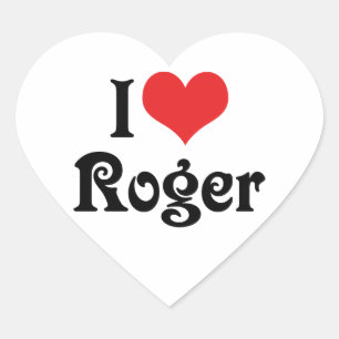 Jag älskar Roger Hjärtformat Klistermärke