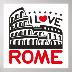 Jag älskar Rom Italien Colosseum Resa Poster