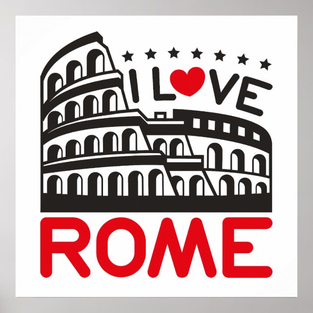 Jag älskar Rom Italien Colosseum Resa Poster (Framsidan)