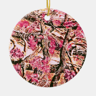 Jag älskar rosa Camo Julgransprydnad Keramik