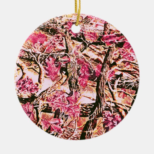 Jag älskar rosa Camo Julgransprydnad Keramik (Framsidan)