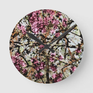 Jag älskar rosa Camo Rund Klocka