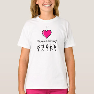 Jag älskar rosa hjärta för konståkningen och tee shirt