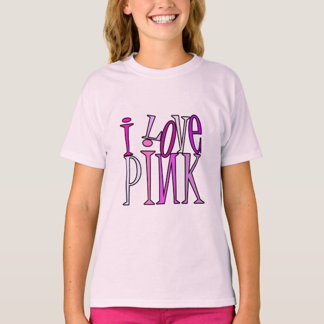 Jag älskar rosa t shirt (Framsida)