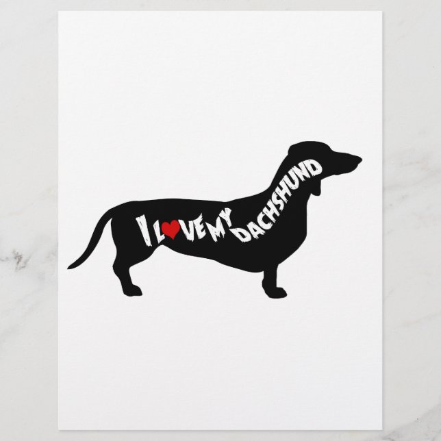 Jag älskar rött hjärta min Dachshund Silhuett (Framsida)