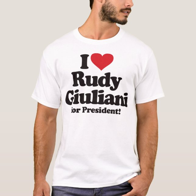 Jag älskar Rudy Giuliani för president Tee Shirt (Framsida)