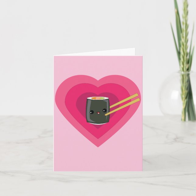 Jag älskar rulle för SushiKawaii Sushi noterar Kort (Framsida)