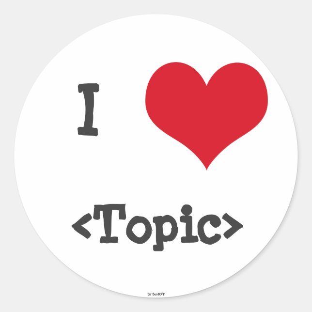 Jag älskar __ runt klistermärke (Framsida)